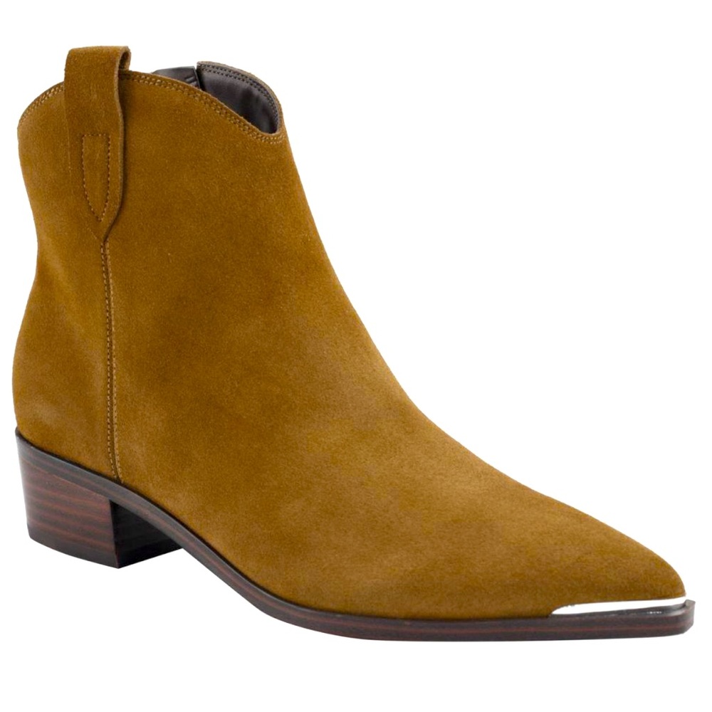 Marc Fisher Mikala Country Western Suede Ankle Boots - size med 9 Dark Natural